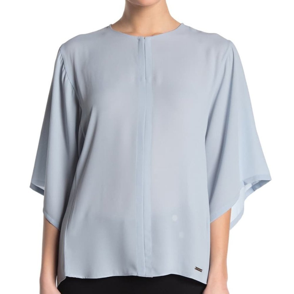 T Tahari Keyhole Drop Sleeve Blouse
